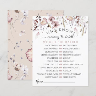 Lámina Wildflower Quién conoce mejor Baby Shower Game