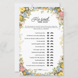 Lámina Wildflower Tea Party He Said She Said Bridal Game