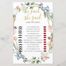 Lámina Wildflowers Bridal Shower dijo: Juego