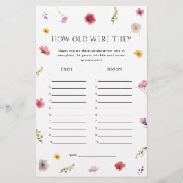 Lámina Wilflower Bridal Shower Adivina Juego de edad