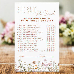Lámina Wilflower Bridal Shower Dijo Que Dijo Juego