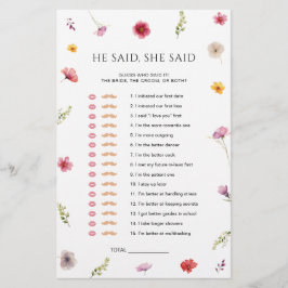 Lámina Wilflower Bridal Shower Dijo Que Dijo Juego