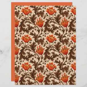 Lámina William Morris Anemone, Beige, Naranja Brown y Rus