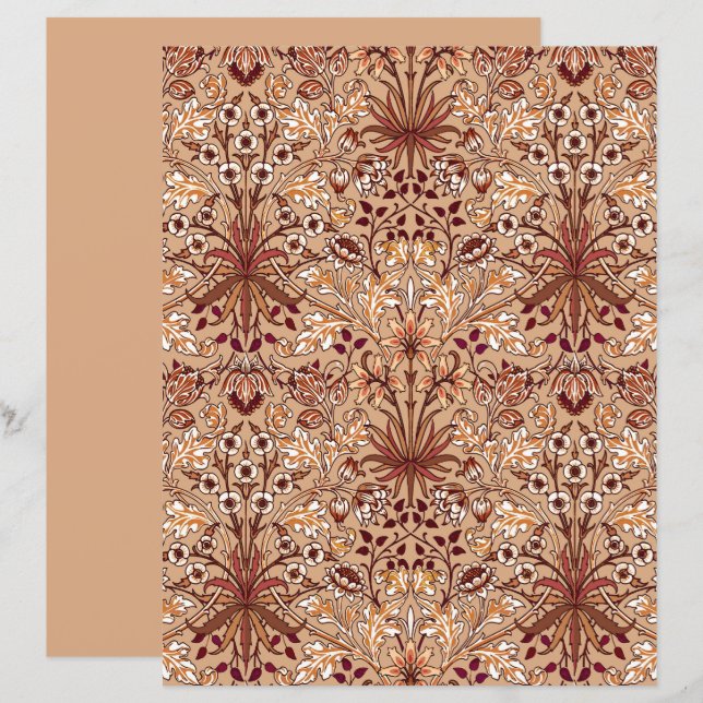 Lámina William Morris Hyacinth Print, Brown and Beige (Anverso / Reverso)