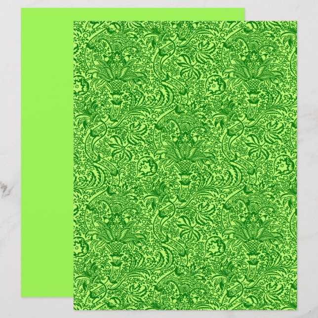 Lámina William Morris Indian, Lime y Emerald Green (Anverso / Reverso)