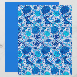 Lámina William Morris Jacobean Floral, Cobalt Blue