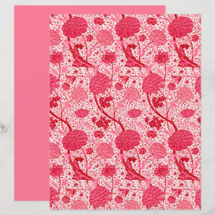 Lámina William Morris Jacobean Floral, Coral Pink
