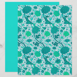Lámina William Morris Jacobean Floral, Turquesa