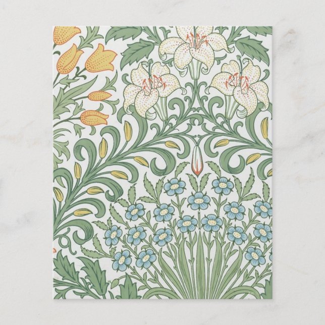 Lámina William Morris - Patrón floral de Tulips y Lilies (Anverso)