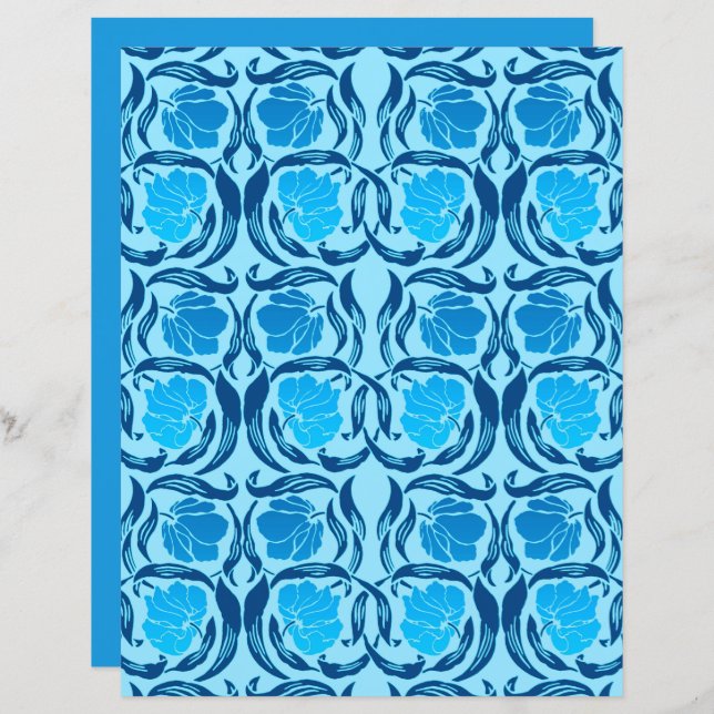 Lámina William Morris Pimpernel, Denim & Light Blue (Anverso / Reverso)