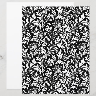 Lámina William Morris Thistle Damask, negro y blanco