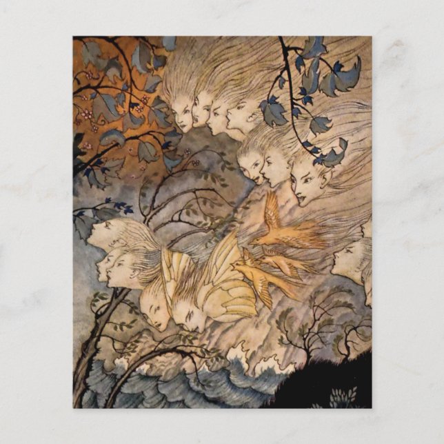 Lámina "Wind Sprites" por Arthur Rackham (Anverso)