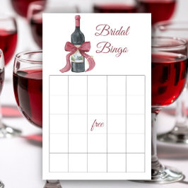 Lámina Wine and Bow Bridal shower bingo game