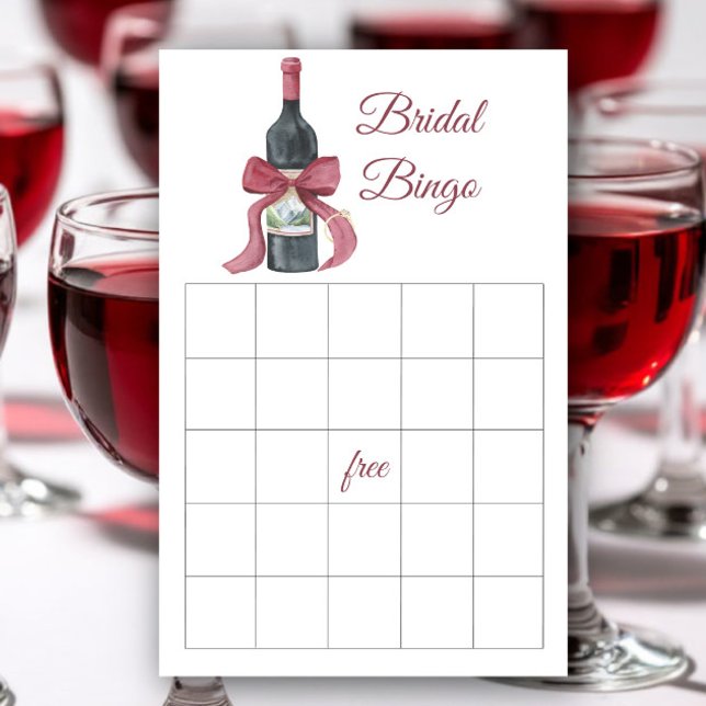 Lámina Wine and Bow Bridal shower bingo game (Subido por el creador)