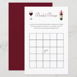 Lámina Wine Bridal Bingo Bachelorette Game Stationery