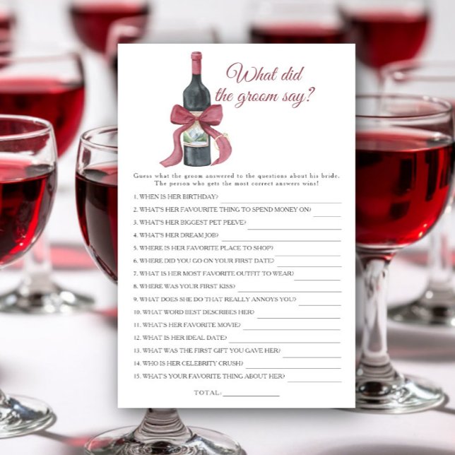 Lámina Wine Bridal shower What did the groom say  (Subido por el creador)