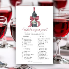 Lámina Wine bridal shower What's in your purse game