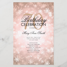 Lámina Winter 70th Birthday Program Rosa Gold Wonderland