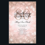 Lámina Winter 80th Birthday Program Rosa Gold Wonderland<br><div class="desc">Elegante diseño de "Programa de fiesta de cumpleaños" con copos de invierno y luces en oro Rosa con texto personalizado.</div>