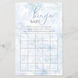 Lámina Winter Baby Shower Boy Blue Snowflake Bingo Game