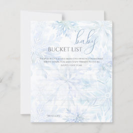 Lámina Winter Baby Shower Boy Blue Snowflake Bucket List