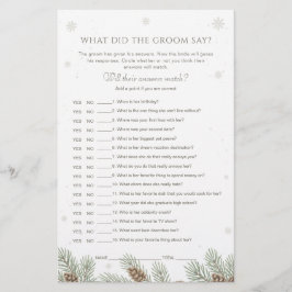 Lámina Winter Baby Shower What Did the Groom Say Game