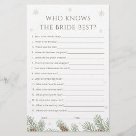 Lámina Winter Baby Shower Who Knows The Bride Best Game