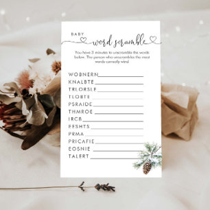 Lámina Winter Baby Shower Word Scramble