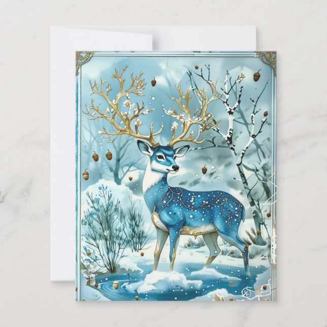 Lámina Winter Blue Reindeer Scrapbook Paper (Anverso)