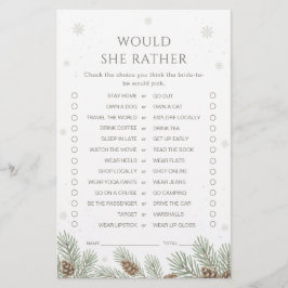 Lámina Winter Bridal Shower Would She Rather Game