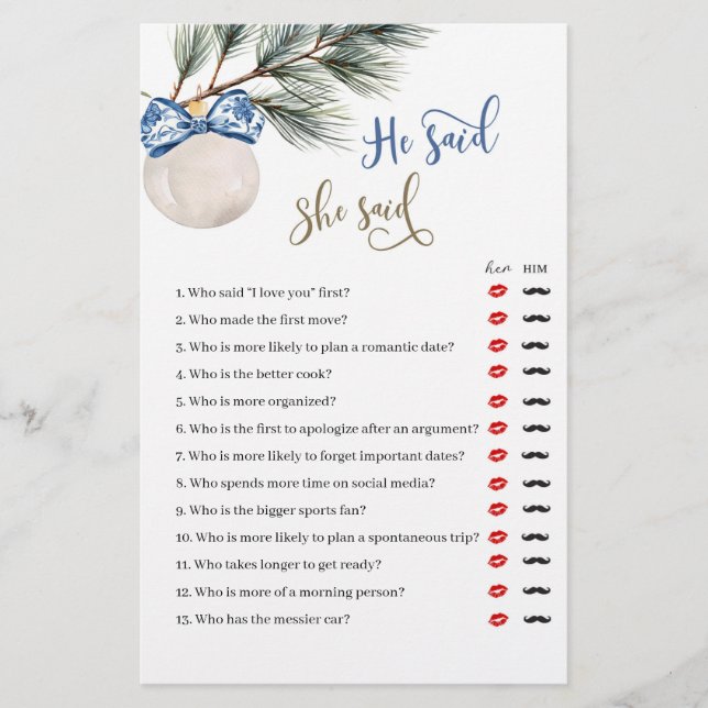 Lámina Winter Chinoiserie Bow Dijo Que Dijo Juego (Anverso)