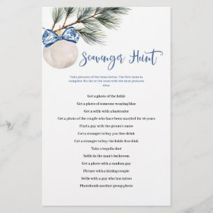 Lámina Winter Chinoiserie Bow Scavenger Hunt Games Card
