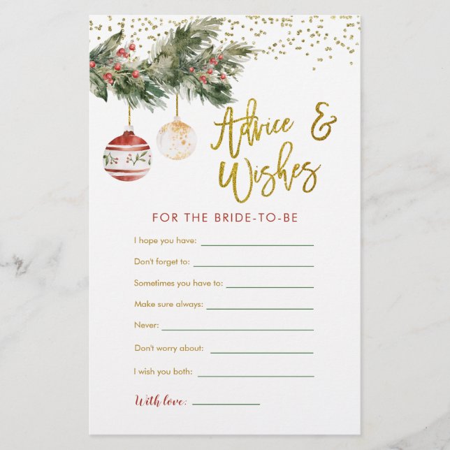 Lámina Winter Deck the Halls Bridal Shower Adive y Wiers (Anverso)