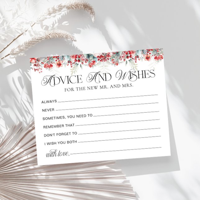 Lámina Winter Floral Advice and Wiers Bridal Shower Card (Subido por el creador)