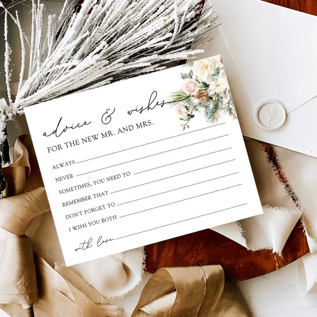 Lámina Winter Floral Advice and Wiers Bridal Shower Card (Subido por el creador)