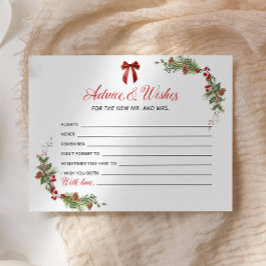 Lámina Winter Greenery Red Bow Advice and Wishes card