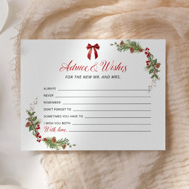 Lámina Winter Greenery Red Bow Advice and Wishes card (Subido por el creador)