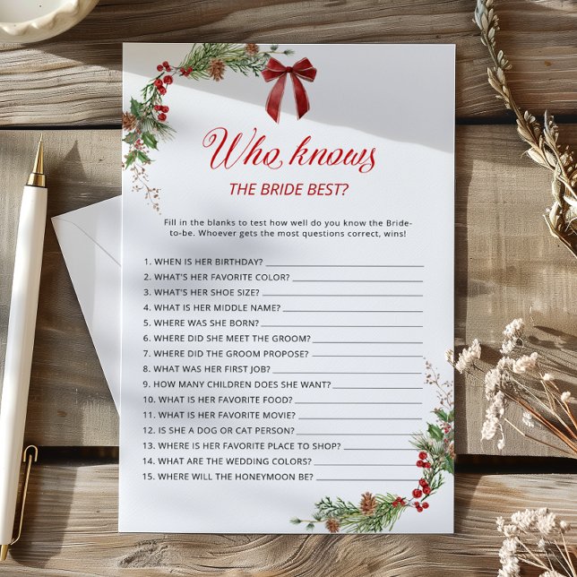 Lámina Winter Greenery Who knows the Bride best game (Subido por el creador)