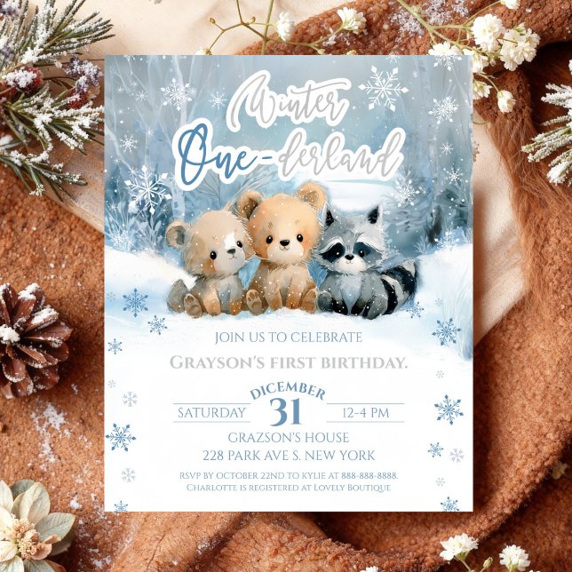 Lámina Winter Onederland Bear Blue First Birthday Budget (Subido por el creador)