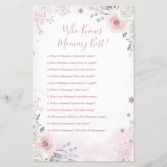 Lámina Winter Pastel Pink Snowflake Who Knows Mommy Best (Anverso)