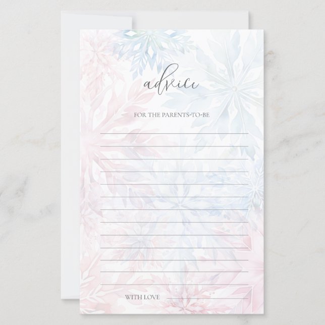 Lámina Winter Pink Blue Snowflake Advice (Anverso)