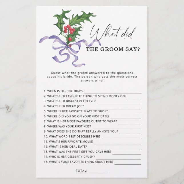 Lámina Winter ¿Qué dijo el novio del juego de novias? (Anverso)