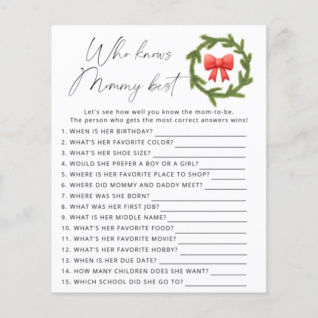 Lámina Winter Quién conoce mejor a mamá (Anverso)