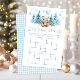 Lámina Winter Teddy Bear Pine Tree Baby Shower Game Bingo
