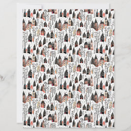Lámina Winter villages pattern christmas craft paper
