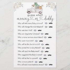 Lámina Winter White Floral Woodland adivina quién juega