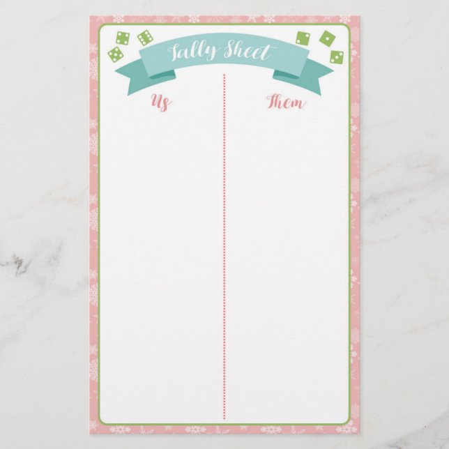 Lámina Winter Wonderland Bunco Fiesta Game Tally Sheet (Anverso)