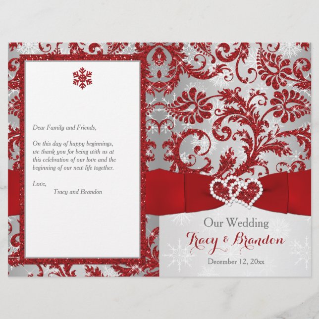 Lámina Winter Wonderland Love Hearts Wedding Program - Ro (Anverso)
