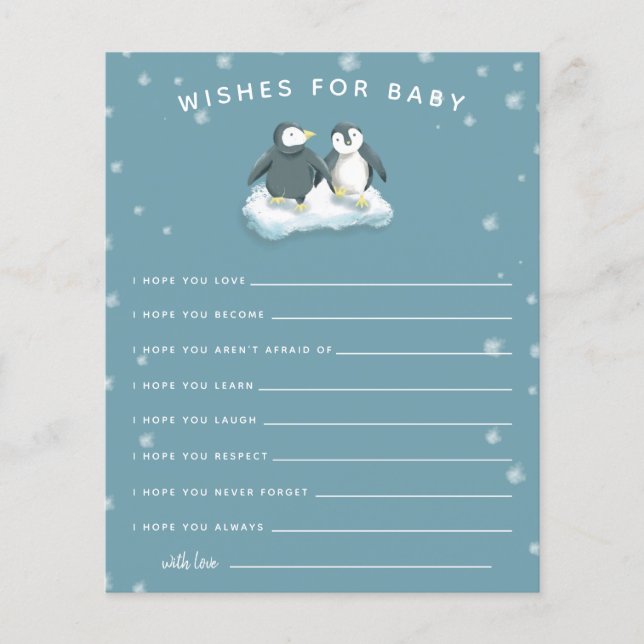 Lámina Winter Wonderland Pingüinos Deseos Azules para el  (Anverso)