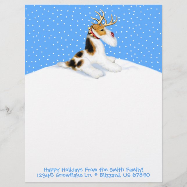 Lámina Wire Fox Terrier Reindeer (Anverso)